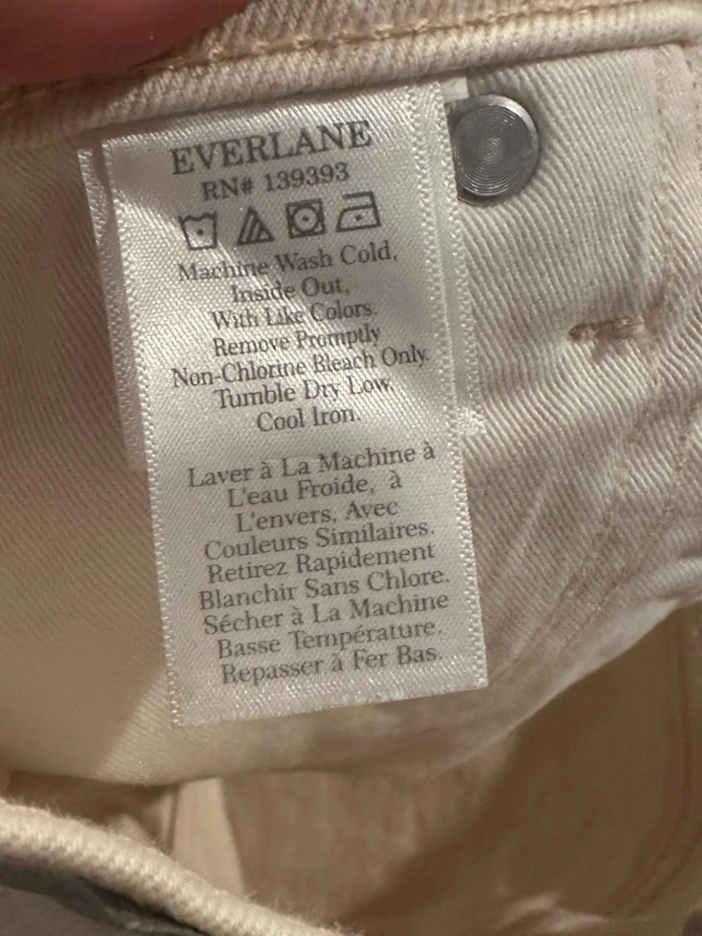 Everlane The Original Cheeky High Rise Jean Pants Ecru Cream Barrel 29
